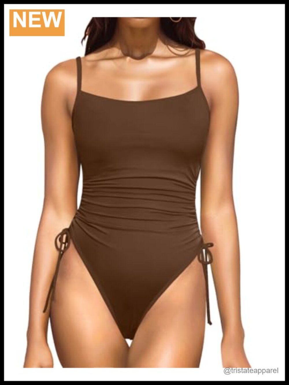 High Cut One Piece Swimsuit Tummy Control Bandeau Bathing Suit
